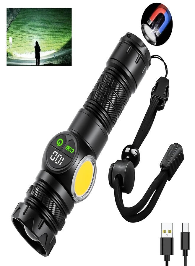 Minsk Flashlights High Lumens, Rechargeable Flashlights with COB Sidelight, 3500 Lumen Super Bright Flashlight, Magnetic Flash Light of Digital Power Display, Outdoors - Image 1
